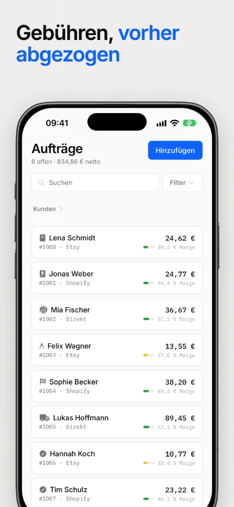 Gebühren, vorher abgezogen
