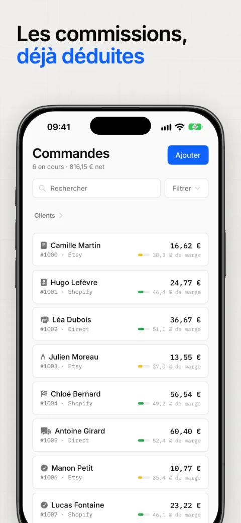 Les commissions, déjà déduites