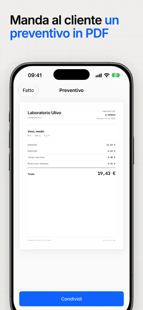 Manda al cliente il preventivo in PDF