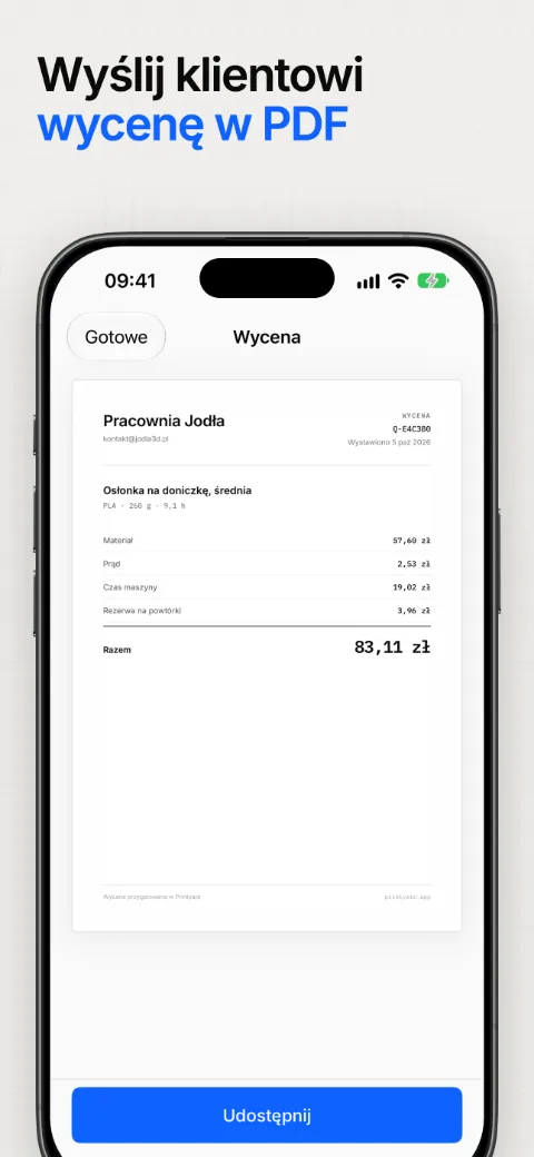 Wyślij klientowi wycenę w PDF