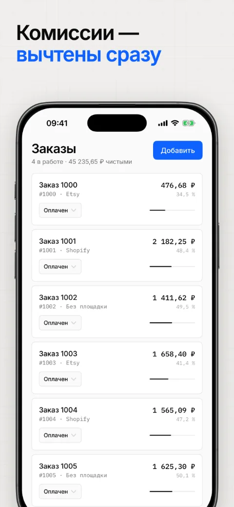 Комиссии вычтены сразу
